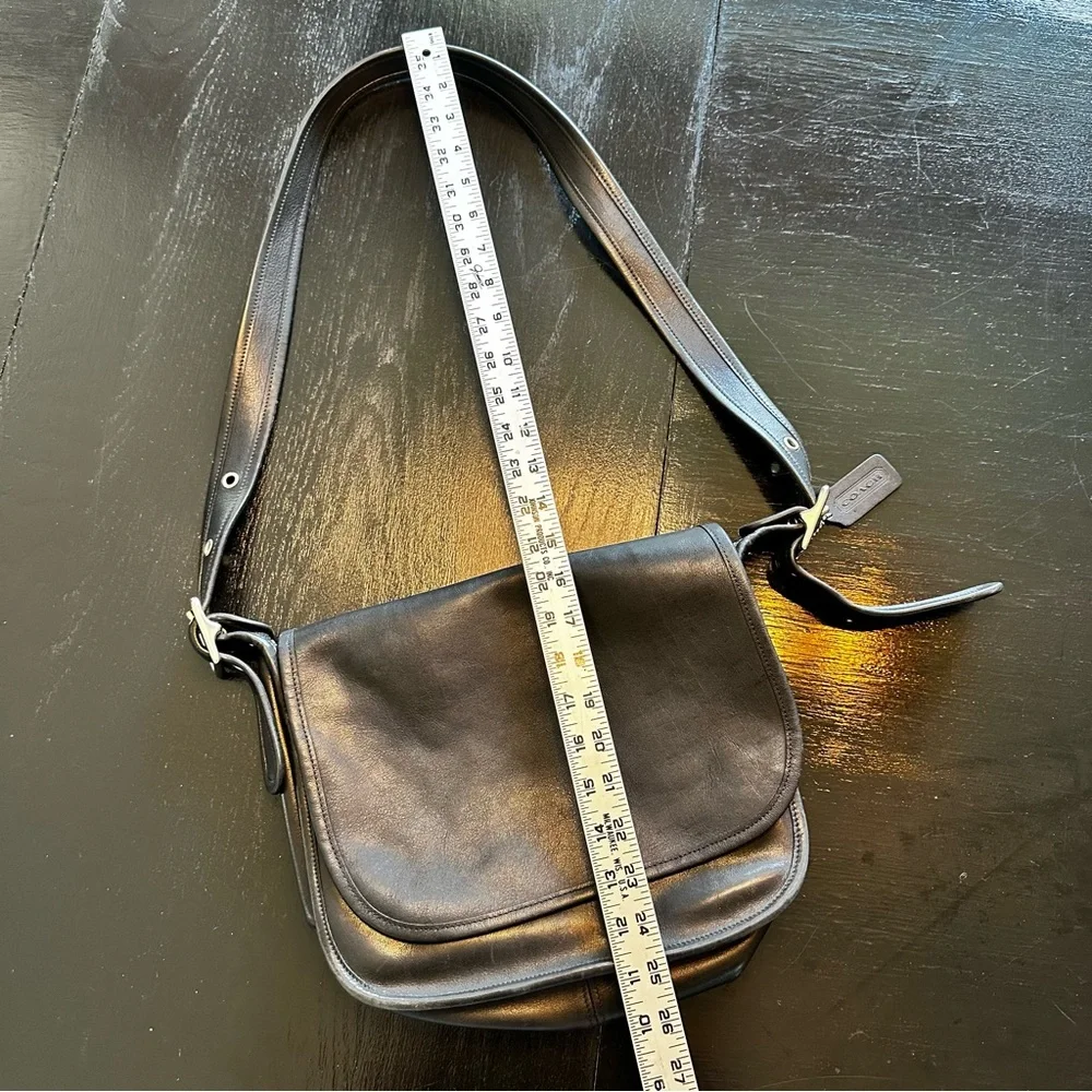 Vintage Y2K COACH Black Genuine Leather Satchel Bag Unisex Patrica Saddle - Picture 2 of 15